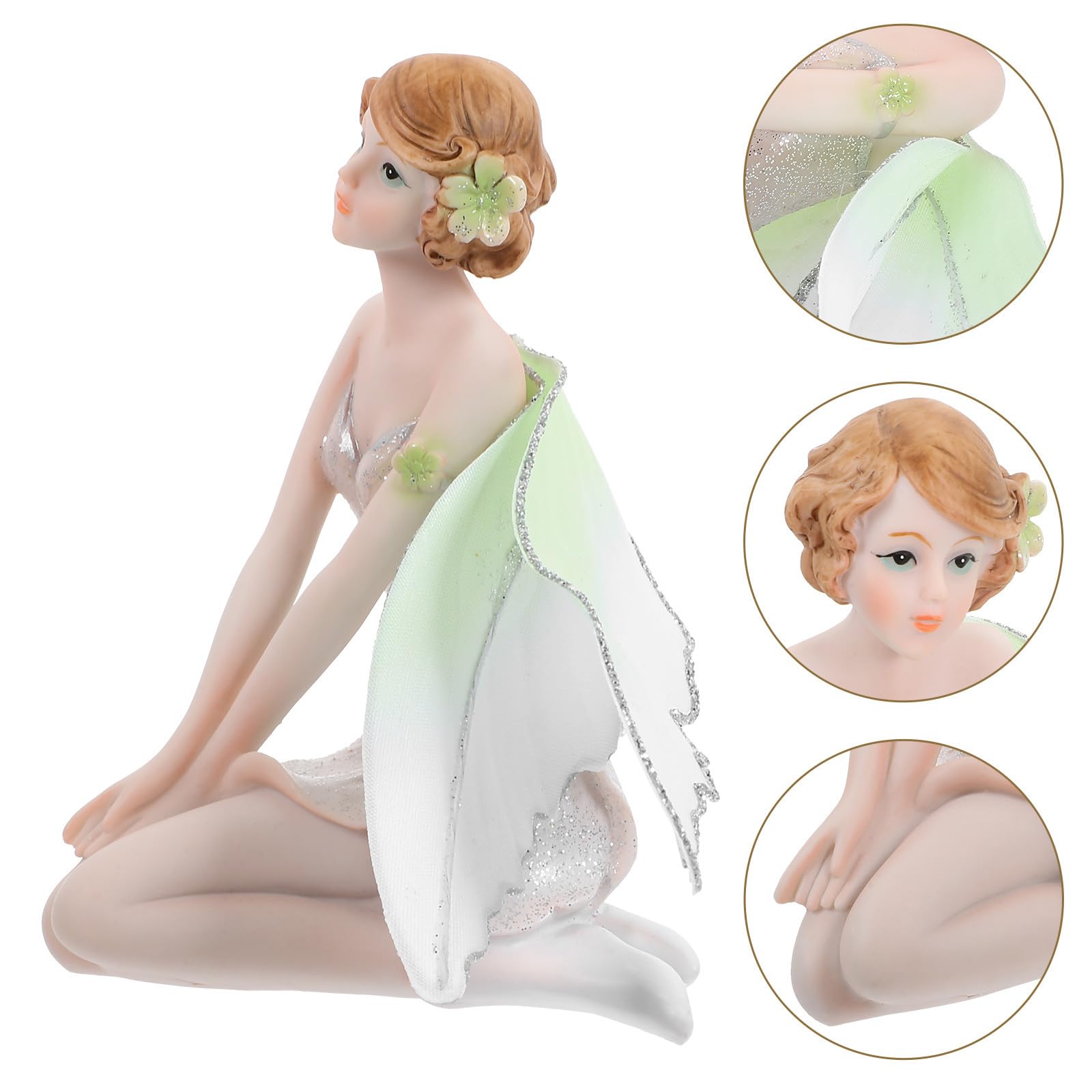 Housoutil Bambina Angelo Fata in Resina Bianca, Oggetto Decorativo da Scrivania e Auto, Decorazione Casa Stabile, Artigianato Fine