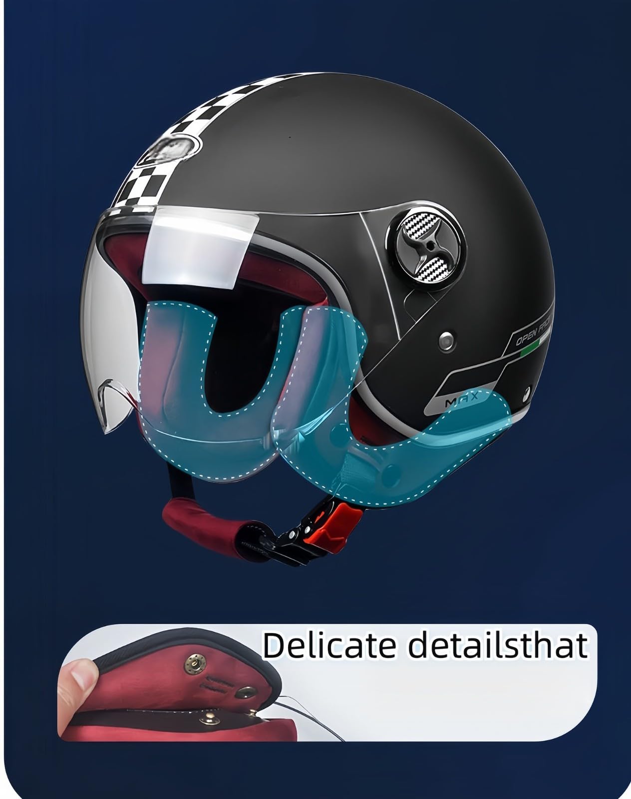 Casco De Motocicleta Vintage Abierto 3/4 con Gafas, Forro Cómodo, Orejeras, Certificación ECE, para Scooter, Chopper, para Adultos, Hombres Y Mujeres.