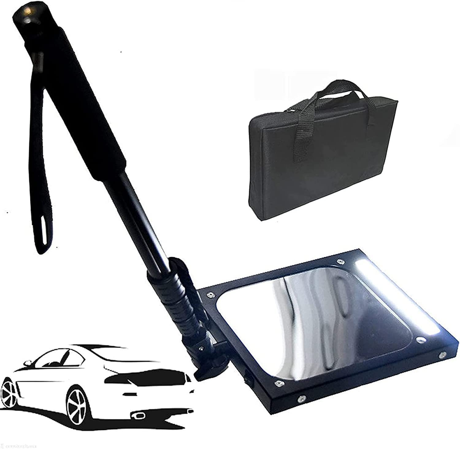 YNIYUJKL Vehicle Inspection Mirror Under Vehicle Inspection Mirror With Led Light, Telescoping Handle Underbody Inspection Mirror, Rechargeable Visual Vehicle Equipment