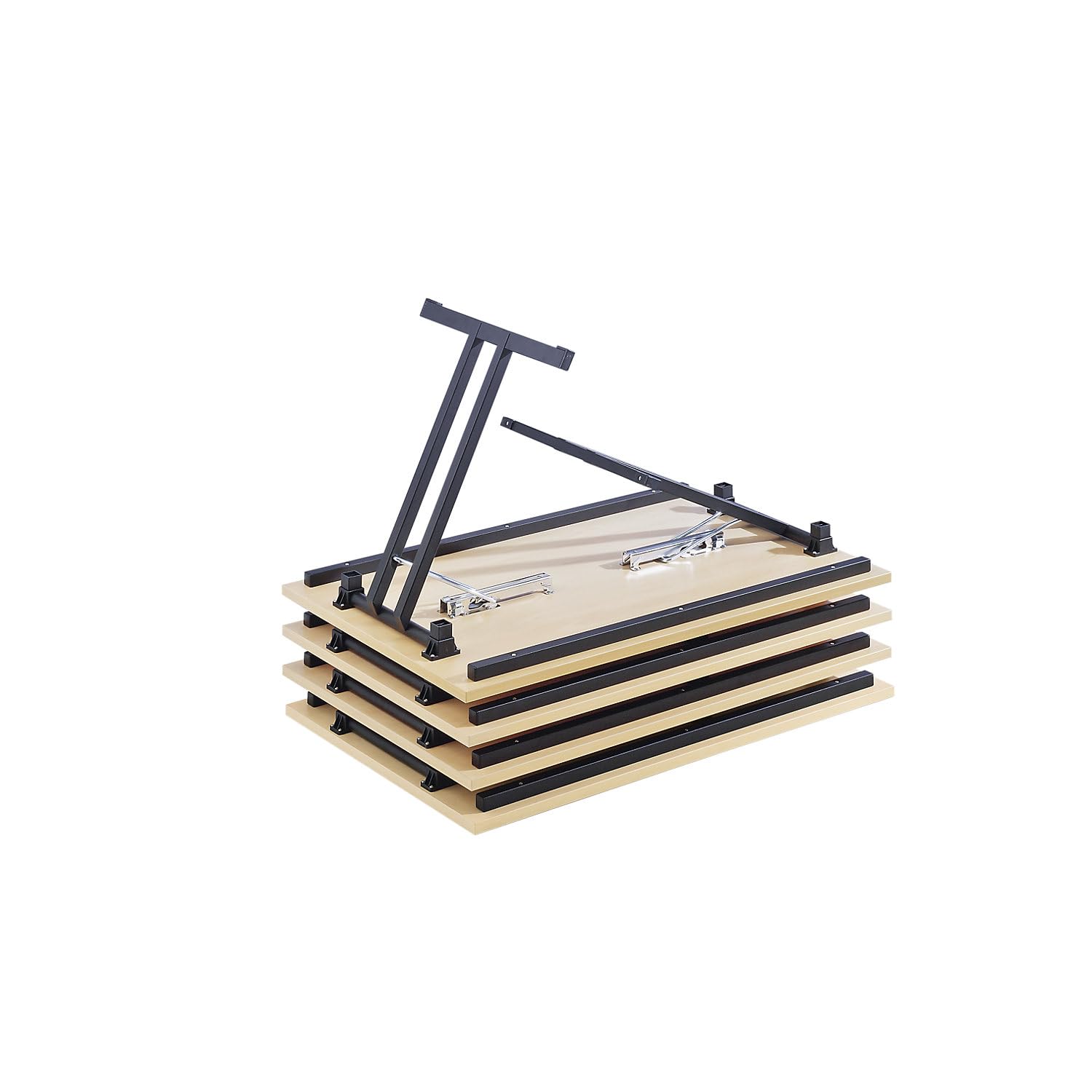 Certeo Klapptisch | HxBxT - 720 x 1200 x 800 mm | Extra Starke rechteckige Platte | Gestell schwarz - Platte Ahorn-Dekor | Klapptisch Mehrzwecktisch Konferenztisch