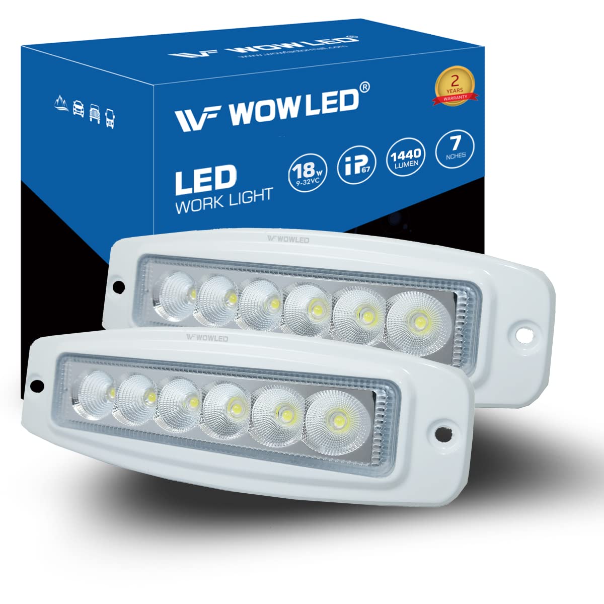 Buy WFPOWER Flush Boat LED Light Spreader, 2 Pack Marine LED Spotlights