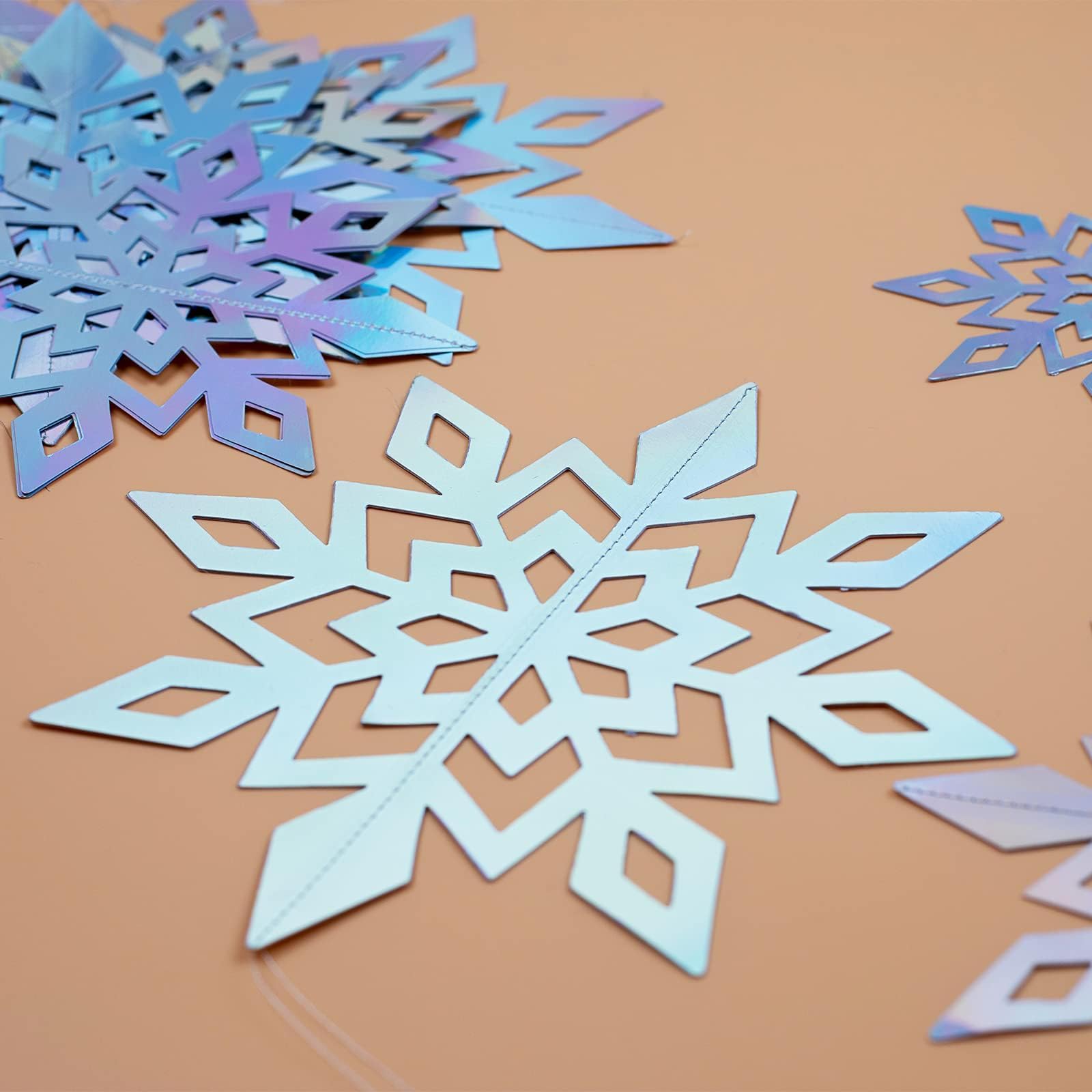 OuMuaMua Set Di 12 Decorazioni Natalizie In Legno A Fiocco Di Neve - 6 Centrotavola 3D Bianchi, 3 Dimensioni (3,9-5,5 Pollici), Fai Da Te, Per Casa, Tavolo, Festa