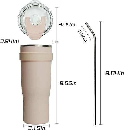 Miniatura 4 de Vasos aislados de 40 onzas con asa y pajita, vaso reutilizable para café helado con tapa, taza de café de viaje para bebidas frías y calientes,