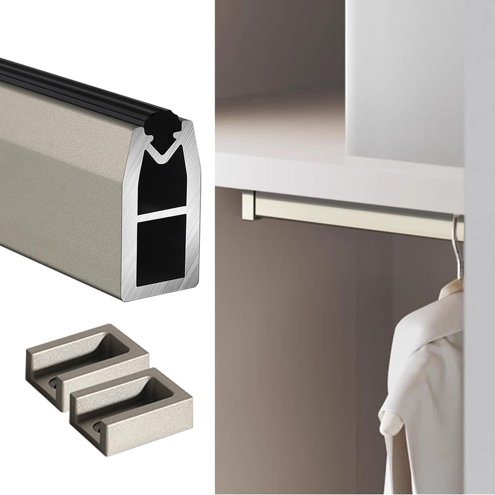 Canne à placard robuste en métal de qualité supérieure pour dressing