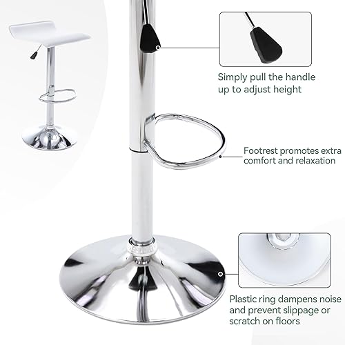 Miniatura 6 de Vogue Furniture Direct Juego de 2 taburetes de bar ajustables, modernos taburetes de bar giratorios de piel sintética con puente aéreo, silla de bar