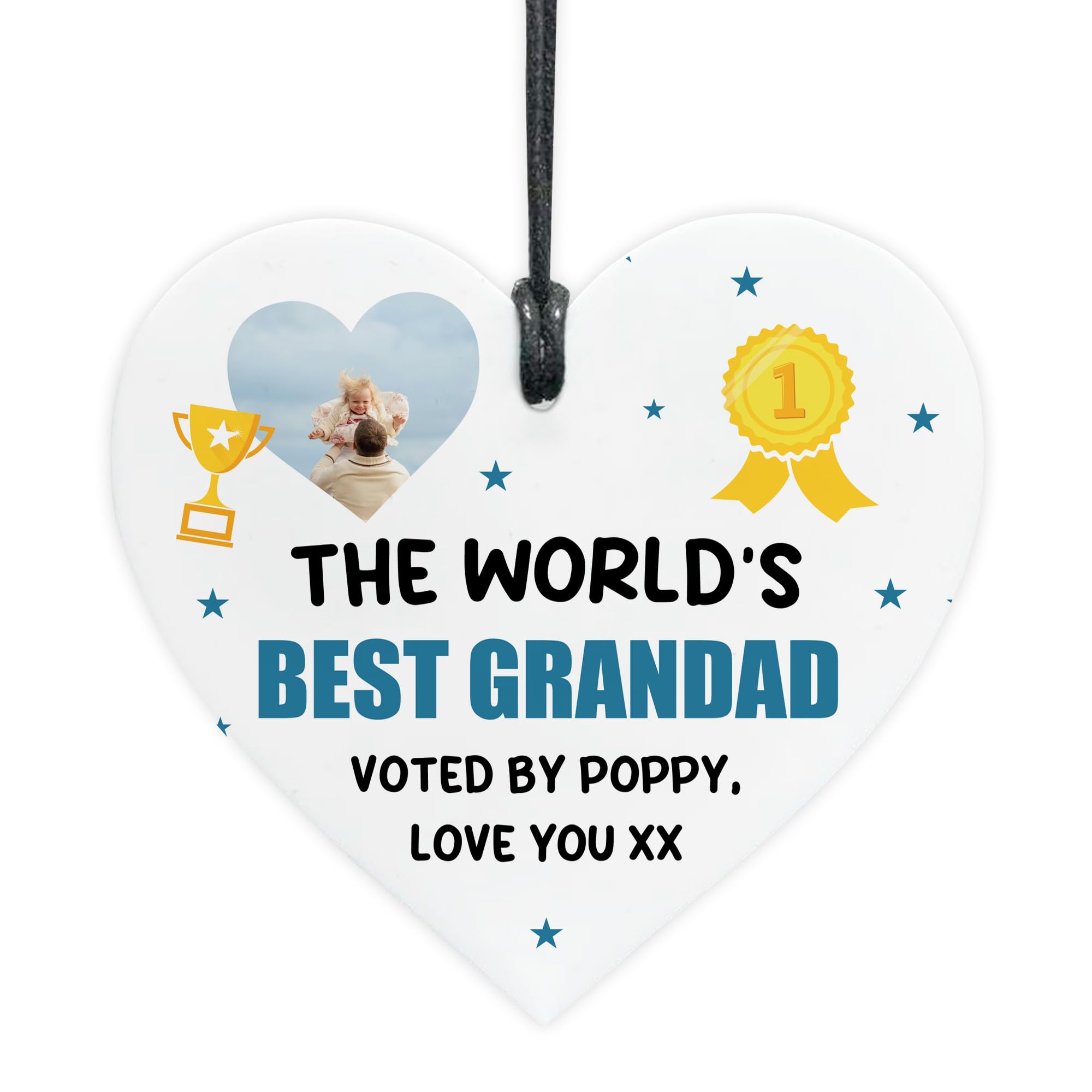 Red Ocean Gift For Grandad For Birthday Fathers Day Heart Plaque Personalised Fathers Day Gift Best Grandad From Daughter Son Thank You Present Him Keepsake