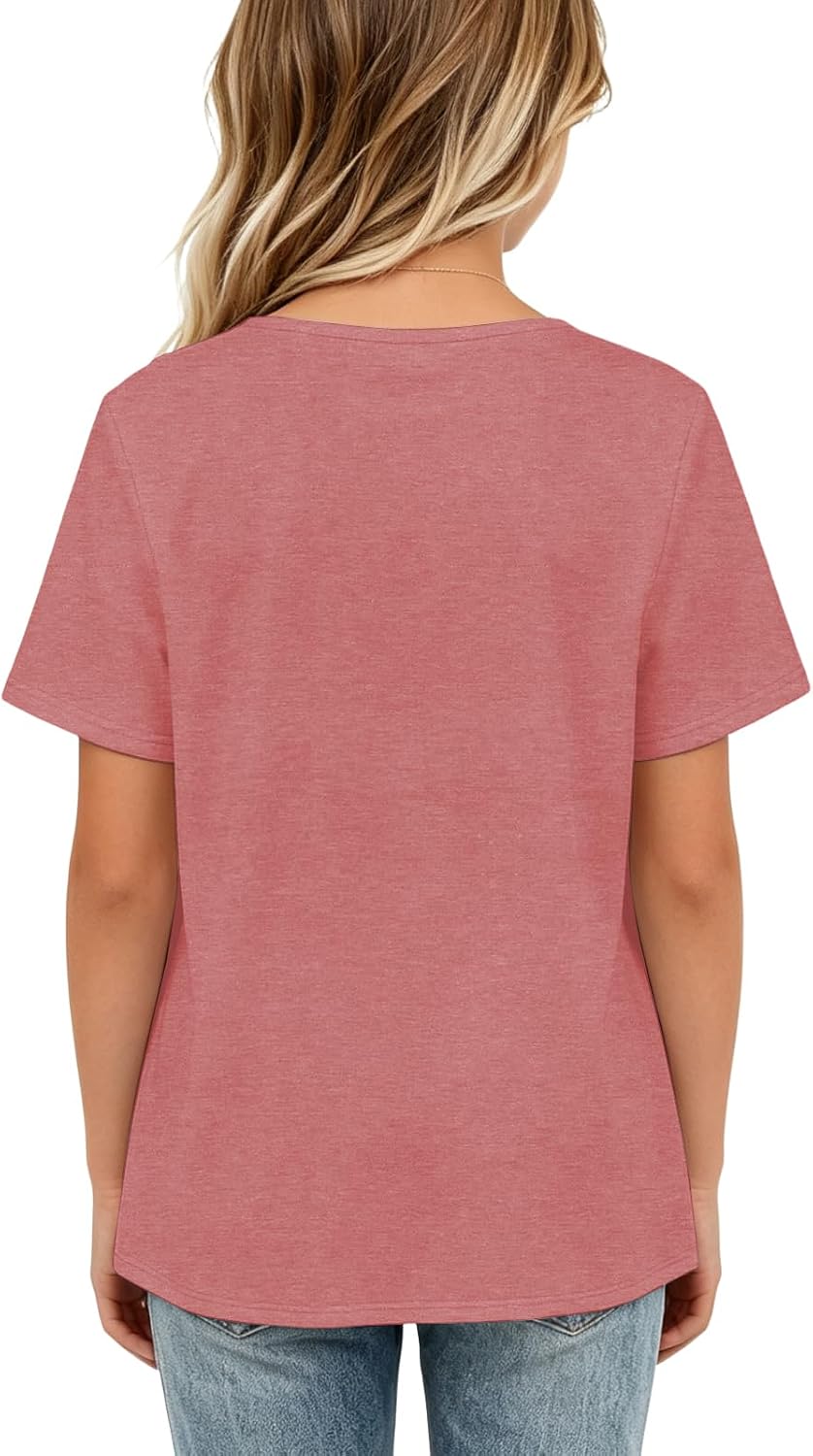 Girls Shirts Summer Casual Pleated Short Sleeve Tops image 2