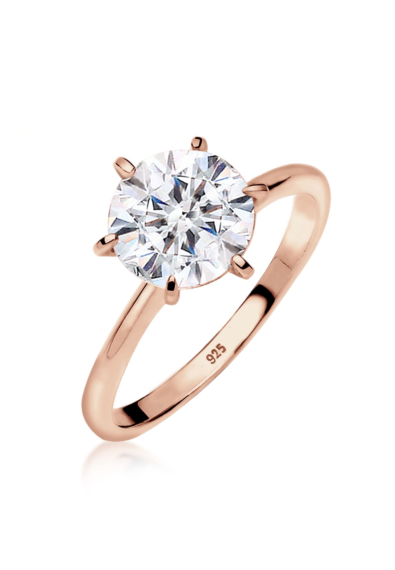 Elli Ring Ring Engagement Crystal925 Sterling Silver Rosegold-Plated