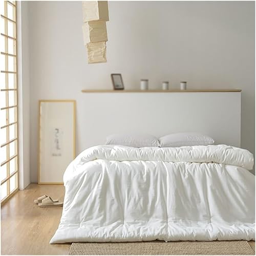 Miniatura 2 de Edredón nórdico, edredón acolchado de color blanco, tamaño Queen, edredón de plumón para todas las estaciones con edredones de esquina (color  D,