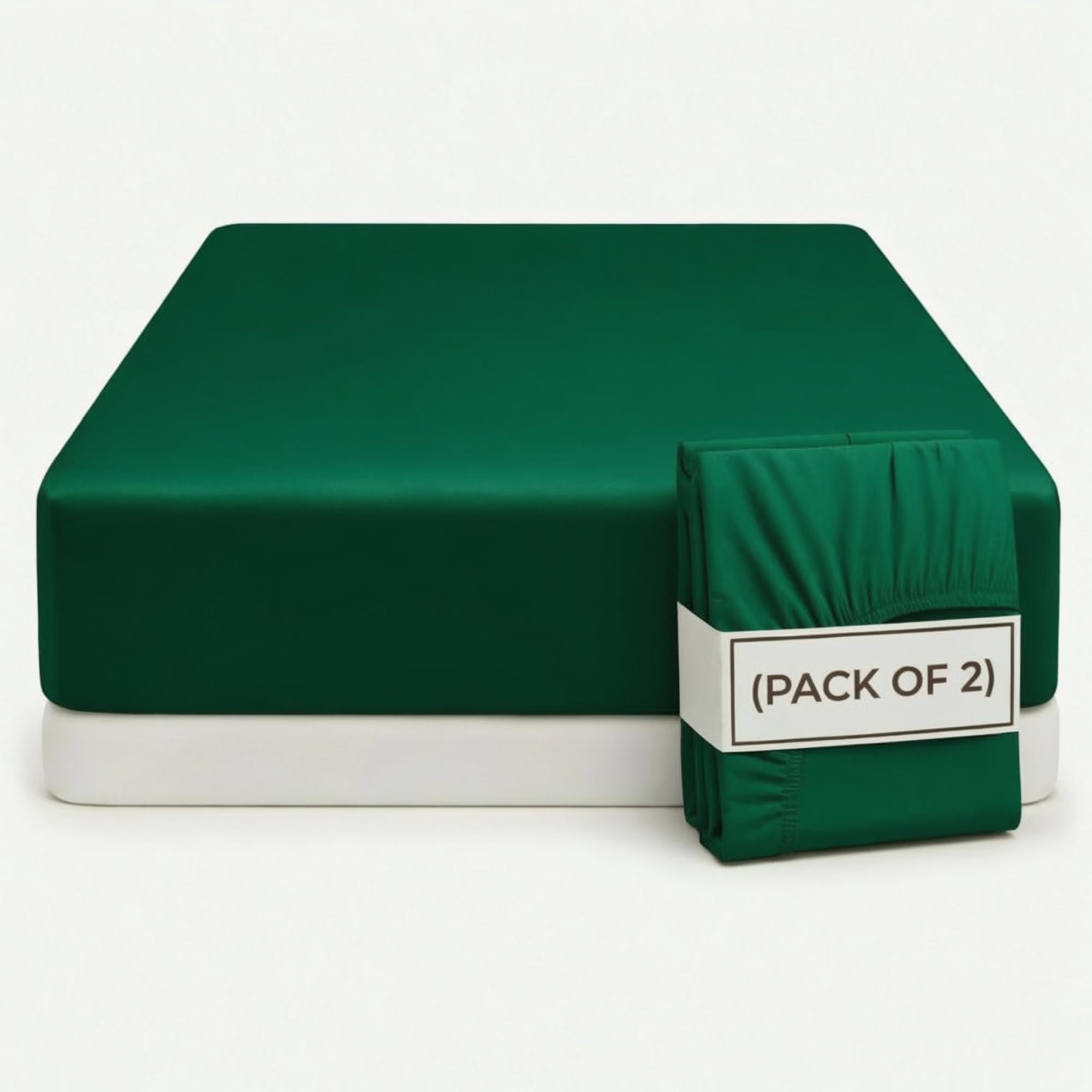 Q&H - 2x Double Bedding Fitted Sheet Emerald Green - Brushed Microfibre 30cm Deep Pocket Elasticated Fit - Easy Care Soft & Breathable - Washable Fade & Shrink Resistant Mattress Sheet — image 1