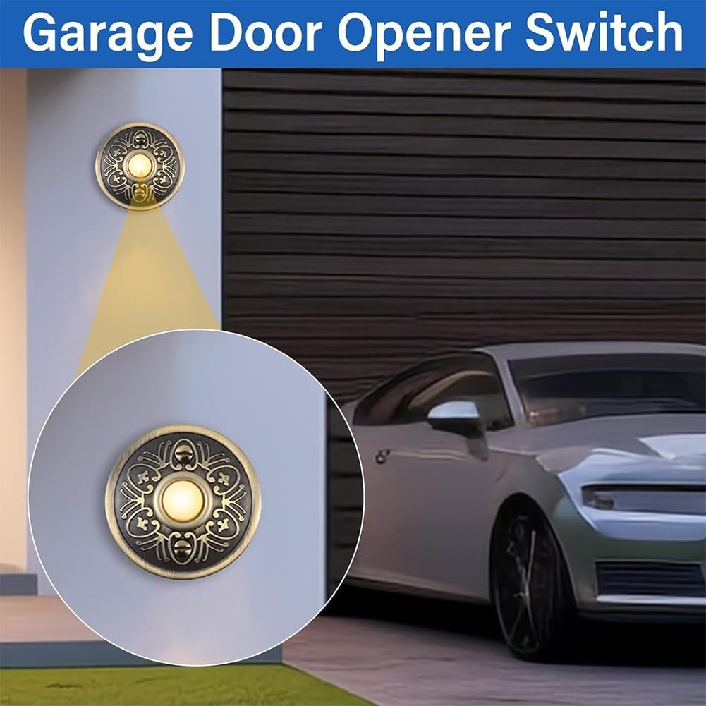 Bouton poussoir de sonnette en métal, bronze antique avec vis, sonnette lumineuse à LED pour porte d'entrée de maison