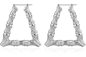 Coadipress Super Large Casting Triangle Bamboo Hoop Earrings for Women