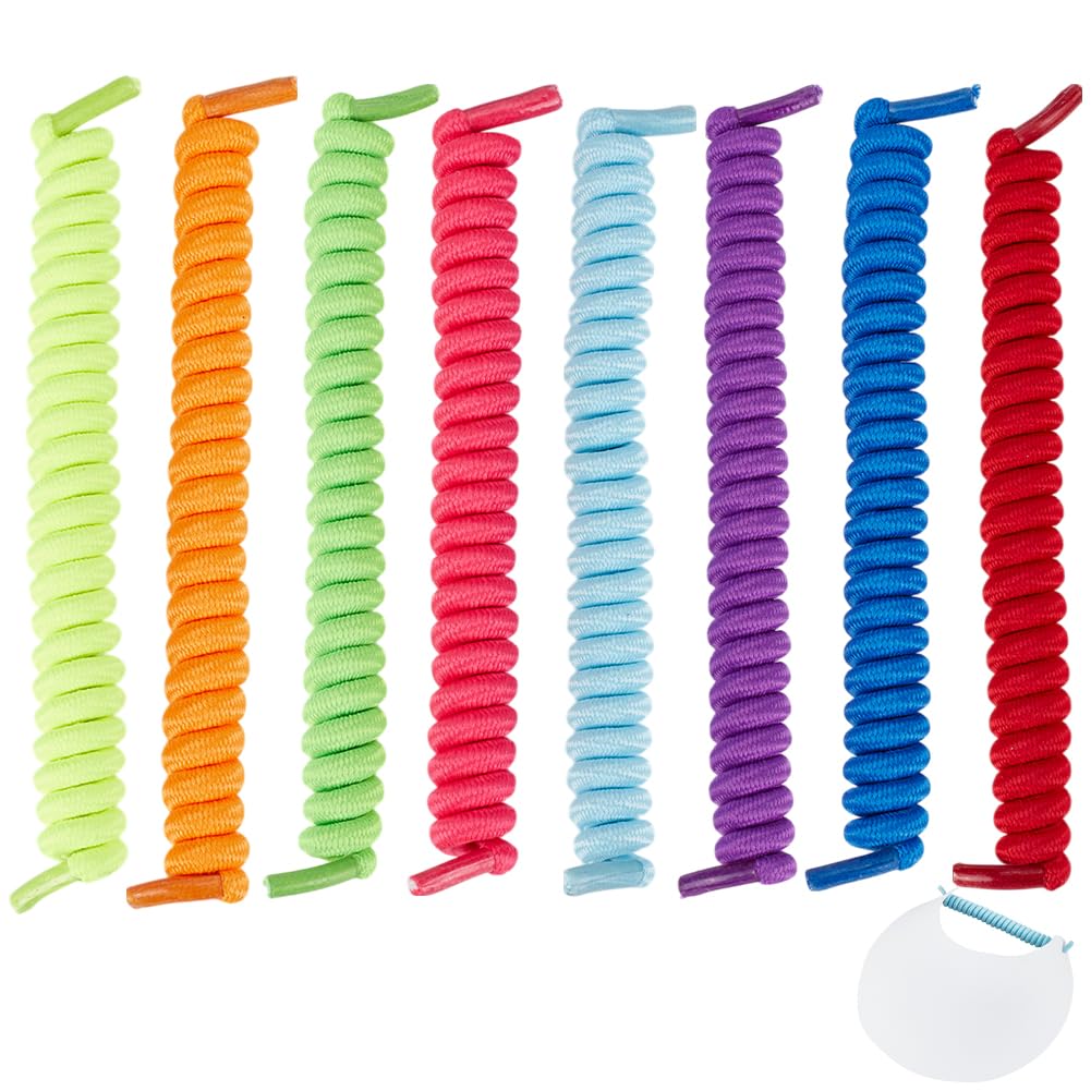BENECREAT 8 paire de Cordons Pare Soleil Bicolores Lacets Élastiques de Rechange Bouclés pour Chaussures de Sport Chapeau de Soleil en Mousse