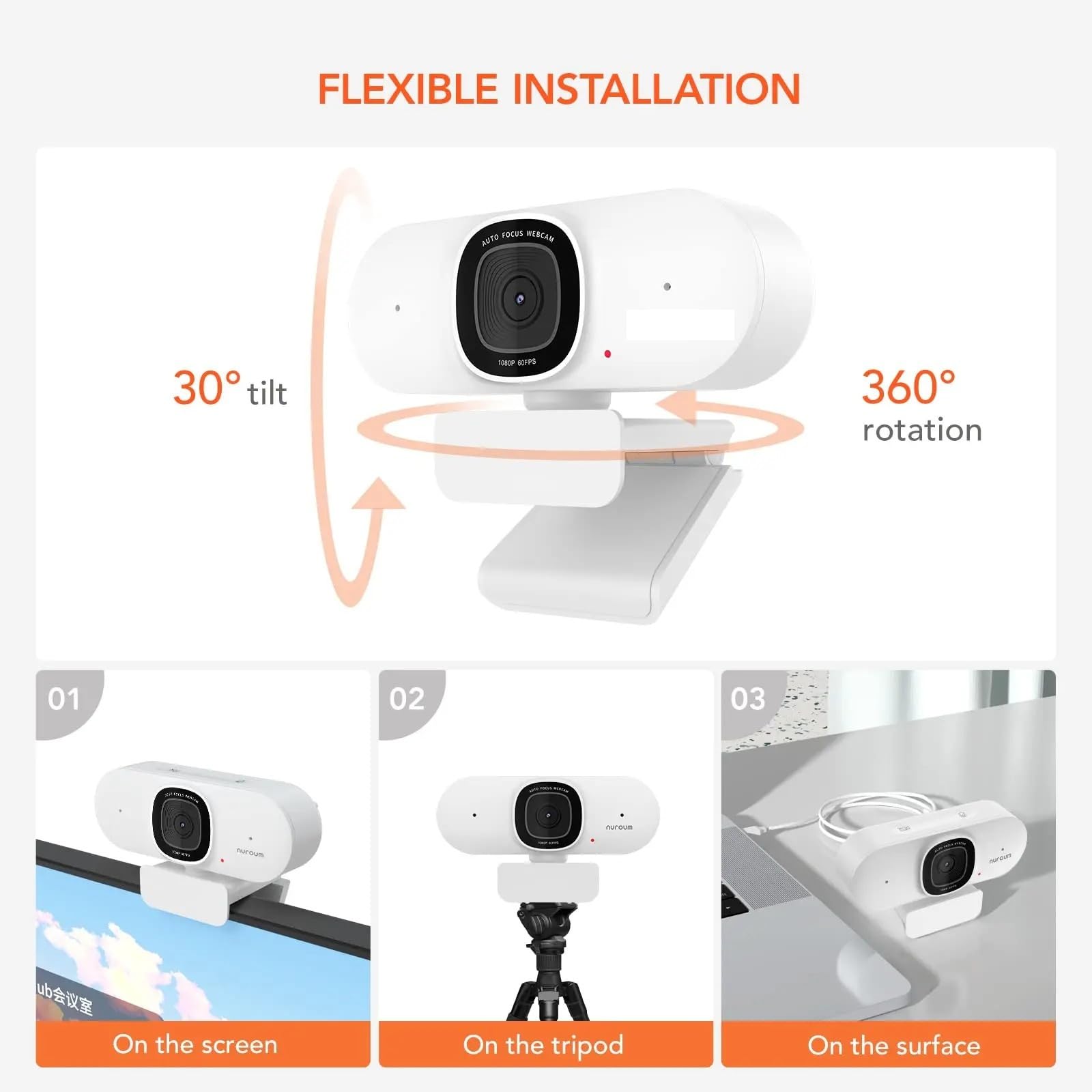 V15-AF 2K Full HD Webcam with AI Noise Suppression Microphone Camera -and-Play For Computer Laptop