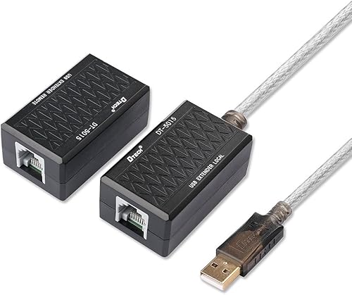 Miniatura 4 de DTECH Adaptador de extensión USB USB a RJ45 Extensor sobre Cat5 Cat5e Ethernet Cable Set conexión hasta 200 pies