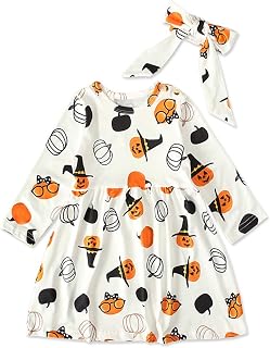 Girls' Dresses Toddler Kid Baby Girls Halloween Outfits Ruffled Long Sleeve Sweet Dress Pumpkin Printed Outfits Baby Girl Outfits