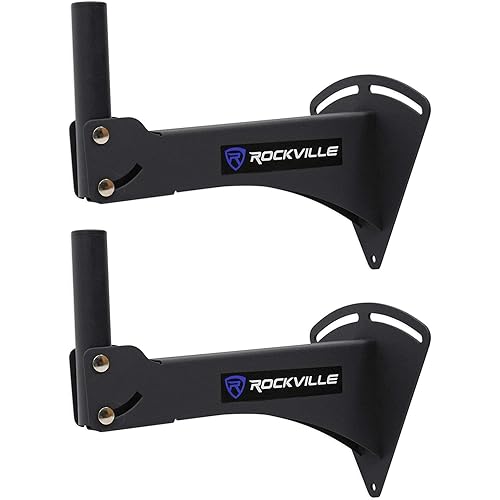 Rockville RPW20 Pair Adjustable Wall Mount Brackets for PA Speakers, Heavy-Duty Steel, 360-Degree Swivel, 110 lbs Capacity, Perfect for Home Theater and Professional Audio Installations