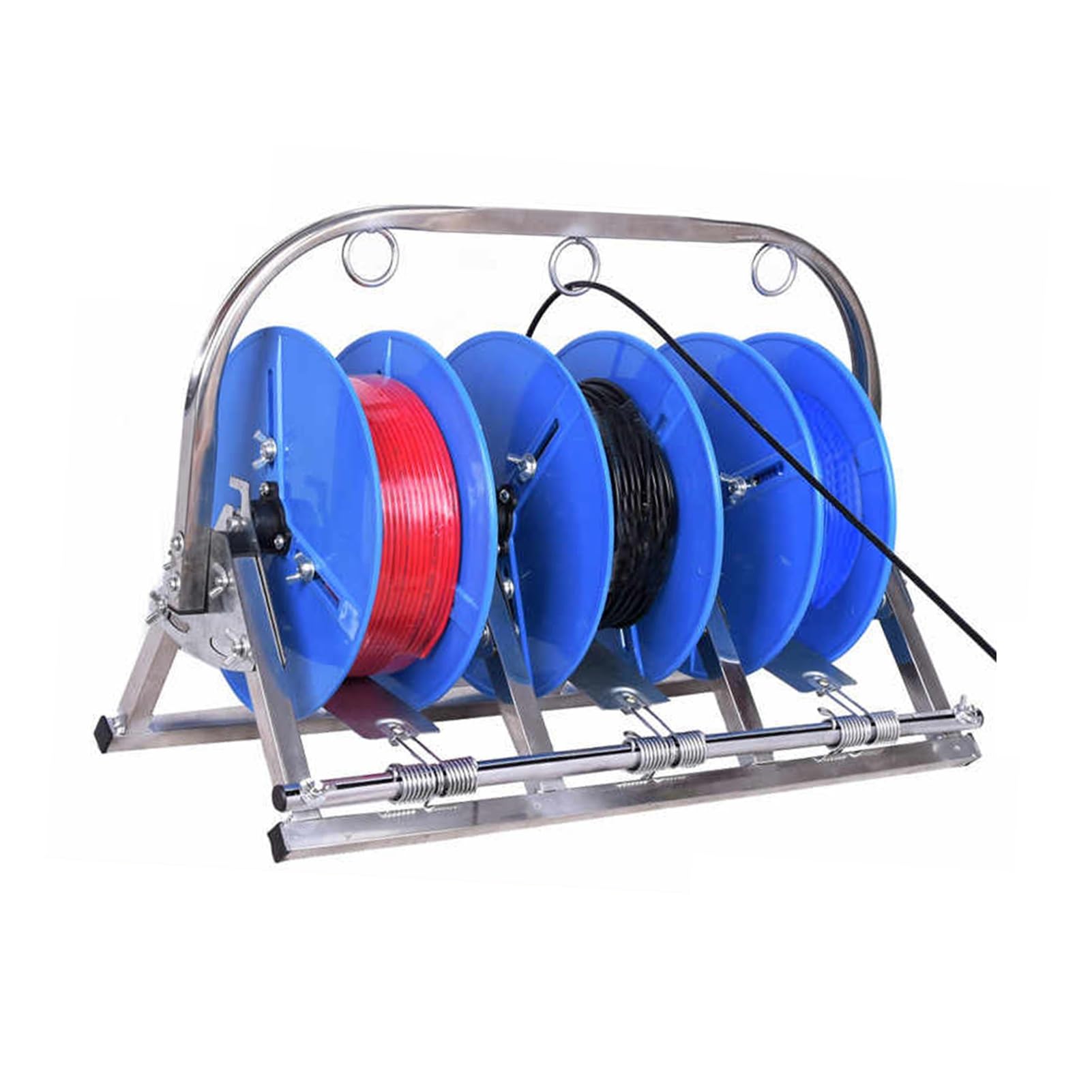 WDSOPK 3/4 Reel Wire Spool Rack Dispenser,Folding Wire/Cable Distributor,Iron Multiple Axle Cable Rack for Electrical Wire Pullers (3 reel)