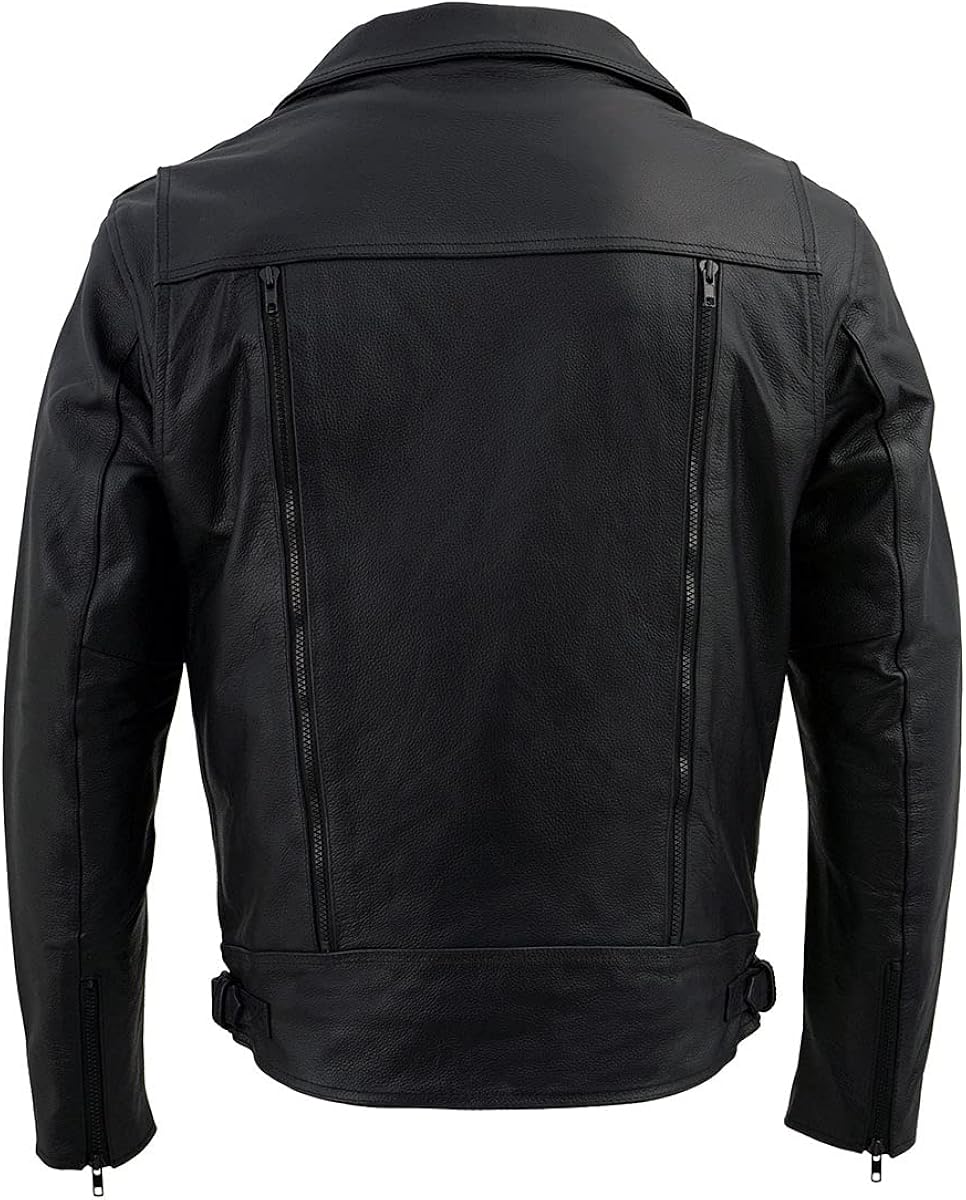 Miniatura 2 de Milwaukee Leather LKM1760 - Chaqueta de cuero negro con bolsillos utilitarios para hombre