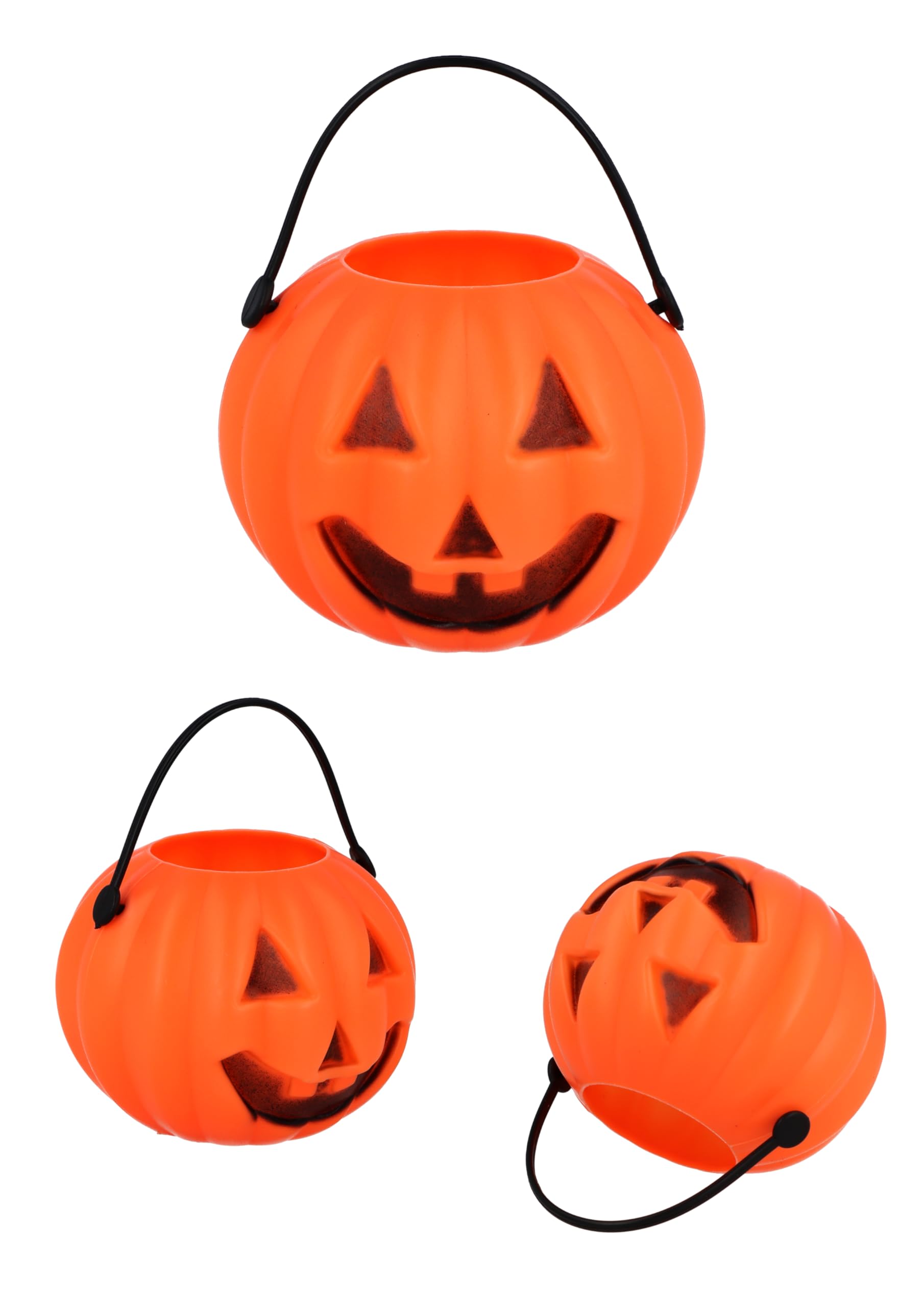 Henbrandt Orange Single Pack: Mini Halloween Pumpkin Treat Candy Buckets With Handles 6-Pack Pumpkins 6.5Cm Decoration Trick Or Treat Candy Holder Halloween Party Supplies