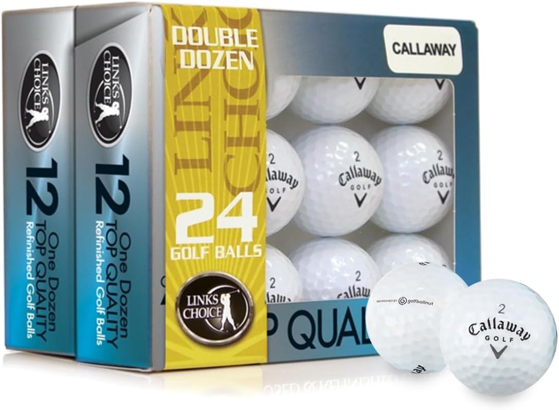 24 Factory Refinished Used Golf Balls for Callaway Models, Mint 5A Quality – “Refinished” Marking – Budget-Friendly Golf Balls – Mesh Bag Included