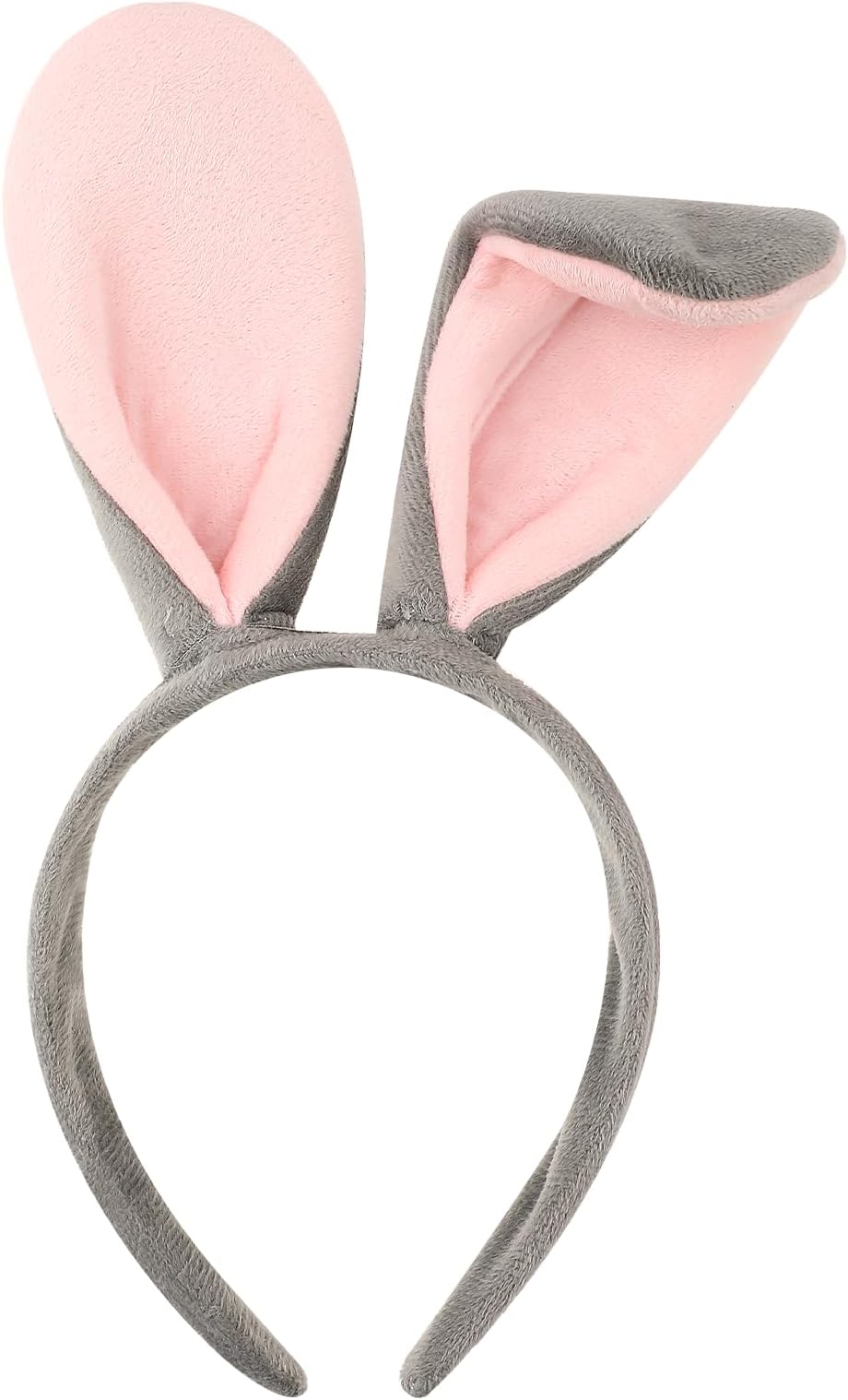 Abeillo Bunny Ears Headband, Cute Plush Rabbit Ears Hairband, Gray&Pink Hair Styling Decoration for Bunny Costume, Cosplay Party, Fancy Dress Up Accessories, Women's Fashion Headbands