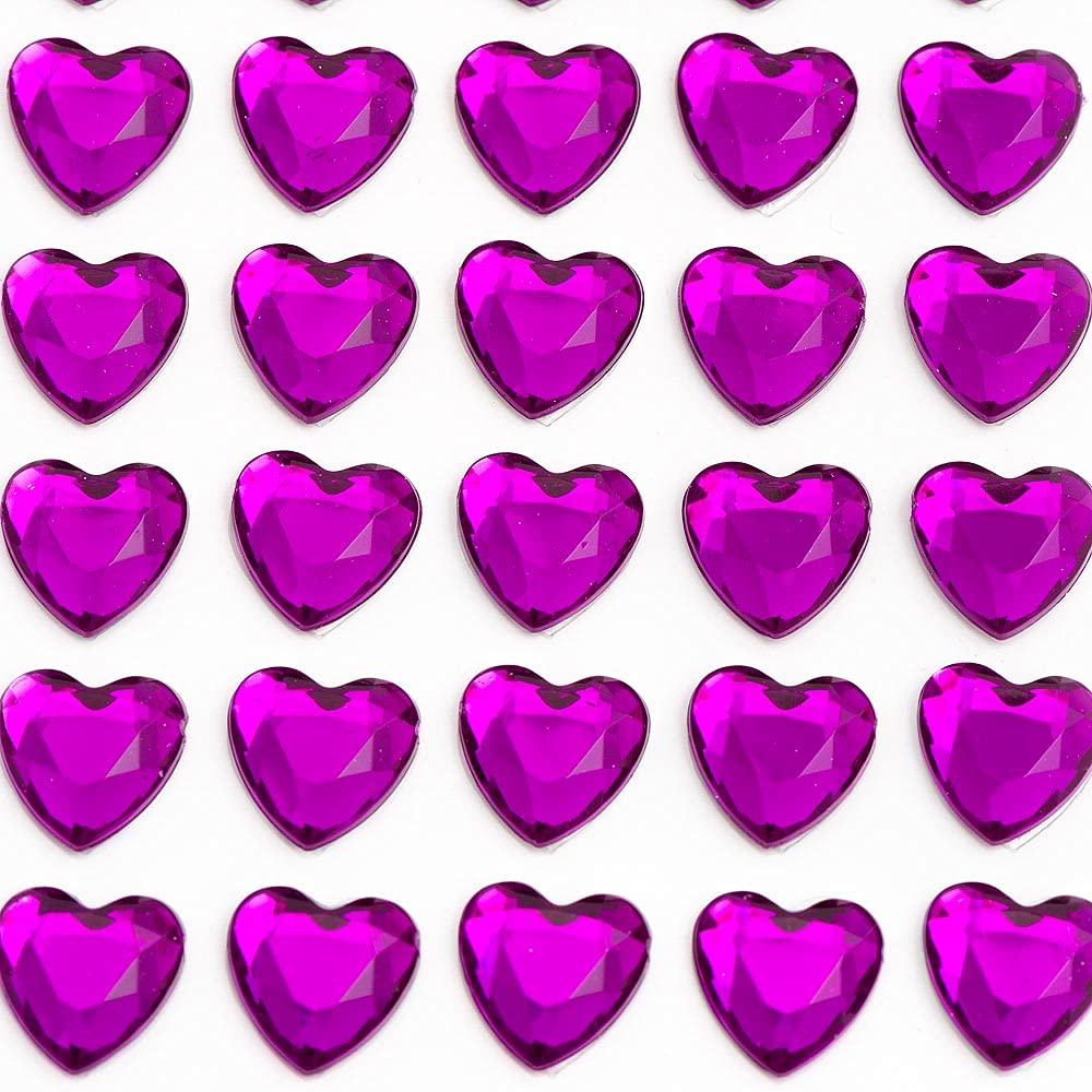 Italian Options - 10mm Purple Heart Self Adhesive Stick on Gems (50 pcs)