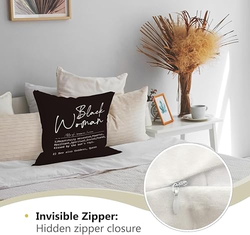 Miniatura 4 de HONLUNG Fundas de almohada negras para mujer, funda de cojín afroamericana para sofá cama, decoración del hogar, regalo para mujeres afroamericanas,