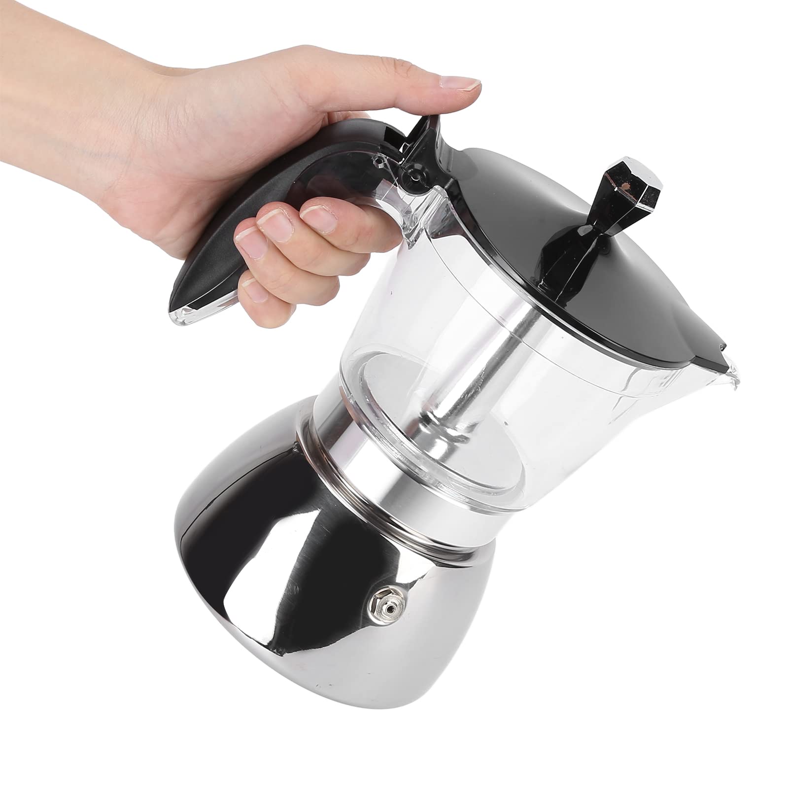 Wisecoco Cafetera De 300ml, 6 Tazas De Café De Acero Inoxidable, Cafetera Octogonal Italiana para El Hogar, Cafetera Moka, para El Hogar, Cocina, Cafetería, Restaurante