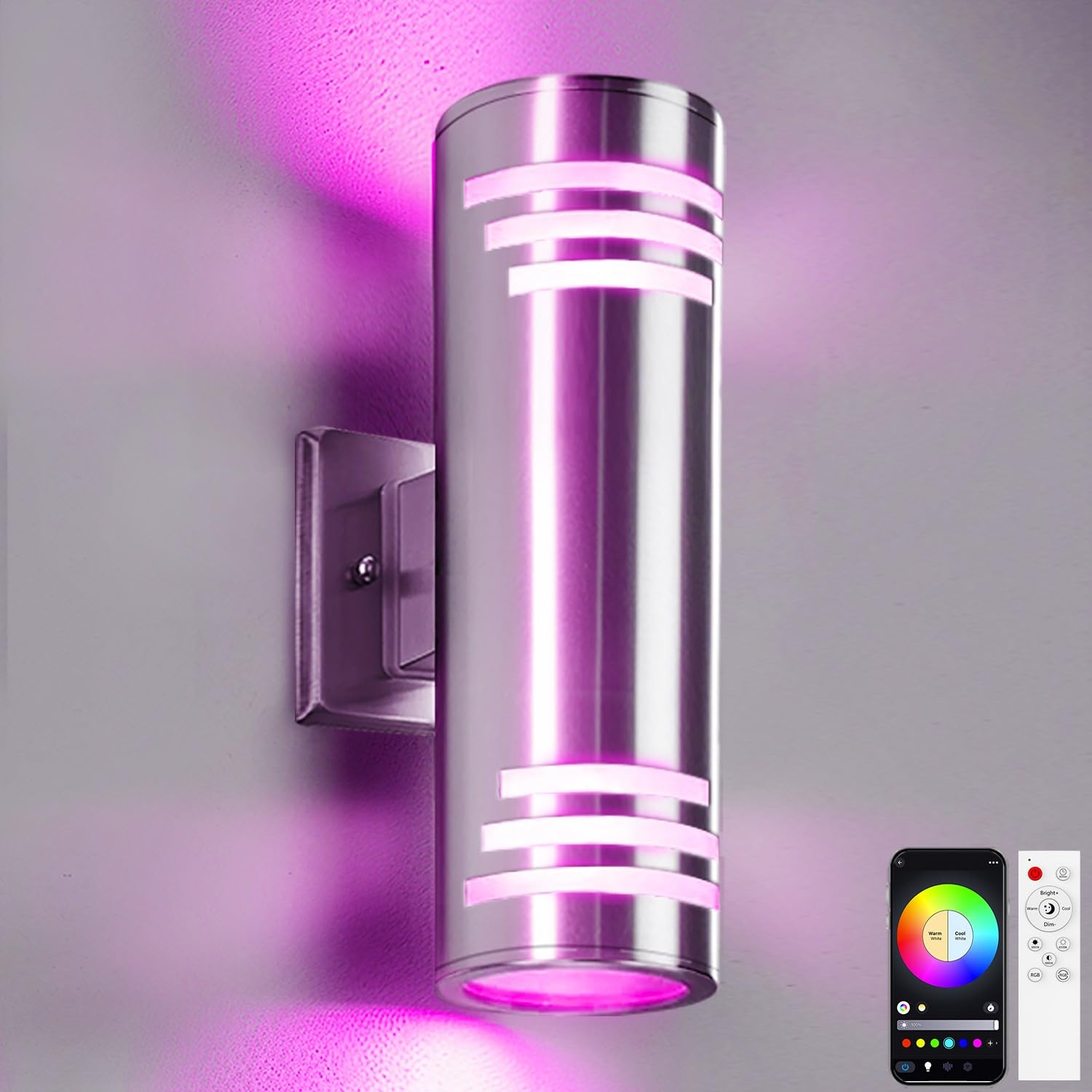 SHIMR Smart Outdoor Wall Lights RGBCW, Modern Color Changing