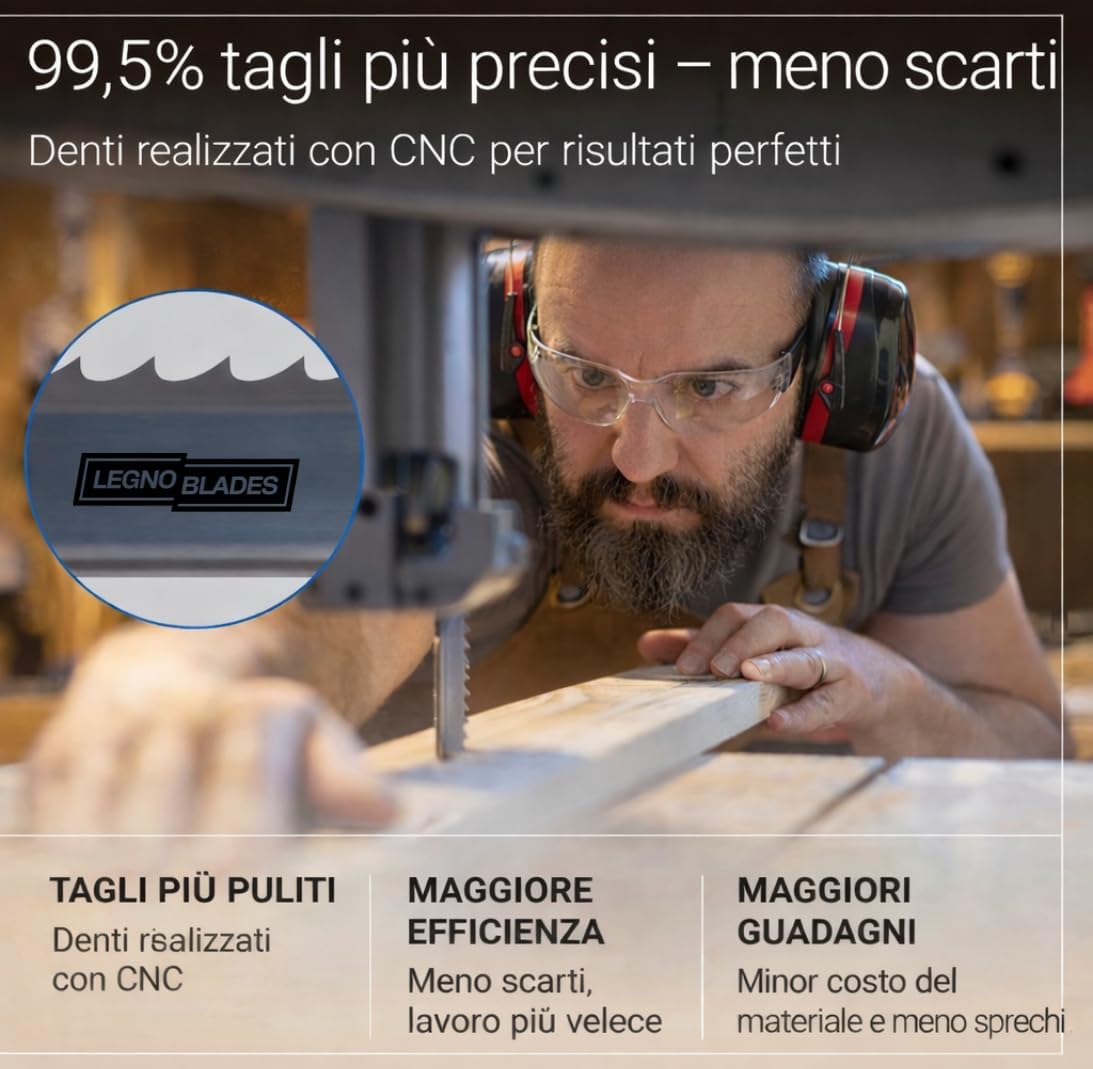 Lama per sega a nastro LegnoBlades in acciaio speciale Premium con denti temprati per tutti i tipi di legno - 2240 x 6 x 065 mm 6 denti per pollice (TPI) - (la più venduta)
