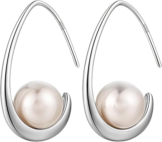 HighSpark 925 Sterling Silver Stylish Designer Pearl Earrings for Women | 92.5 Sterling Silver & Brilliant Lustre Pearls | Lovely Gift