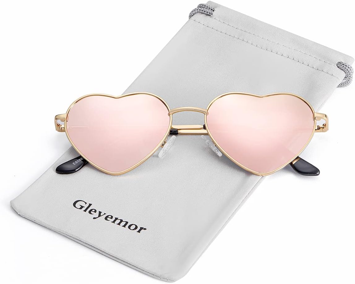 Polarized Heart Shaped Sunglasses for Women Metal Frame Cute Lovely Glasses 100% UV Protection - Image 2