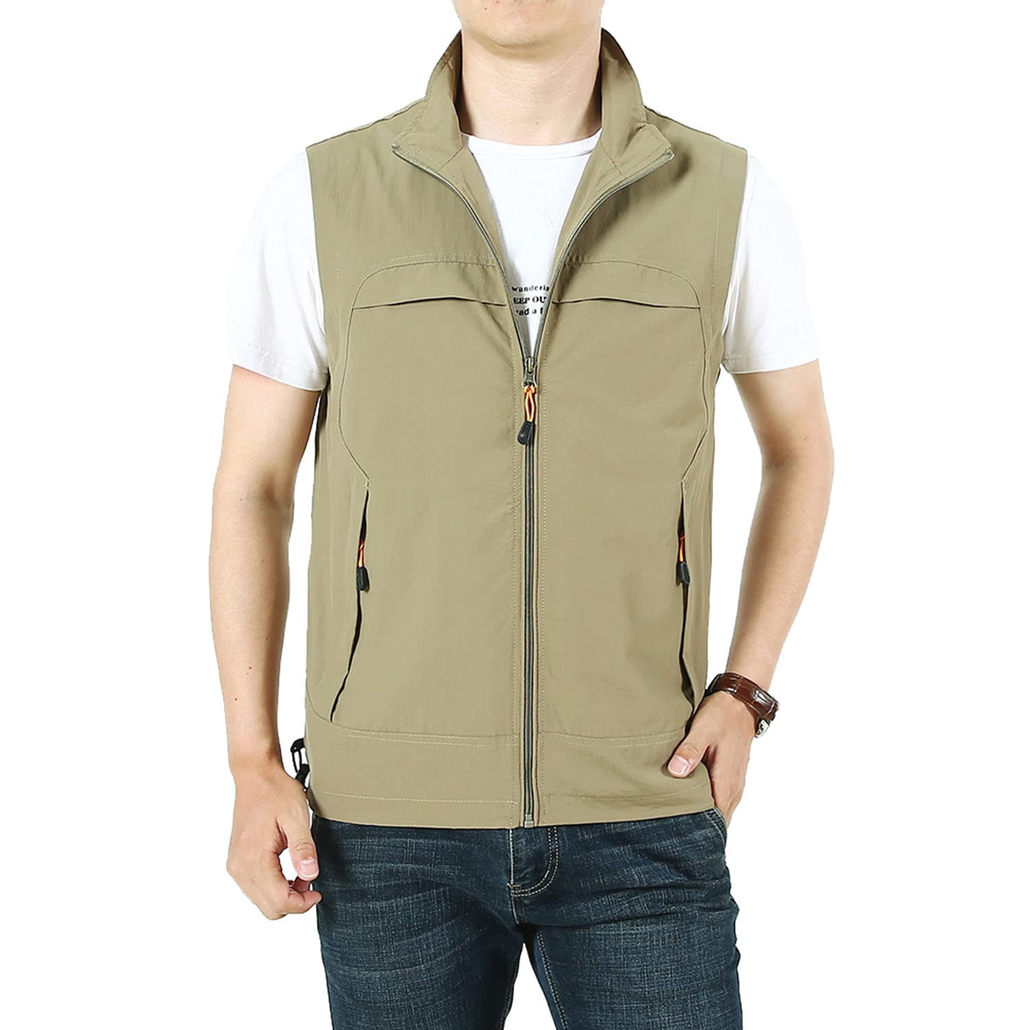 Chaleco Hombre Primavera Otoño Deportes Al Aire Libre Chaleco Sin Mangas Multibolsillos Casual Transpirable Chaqueta para Pesca Viaje