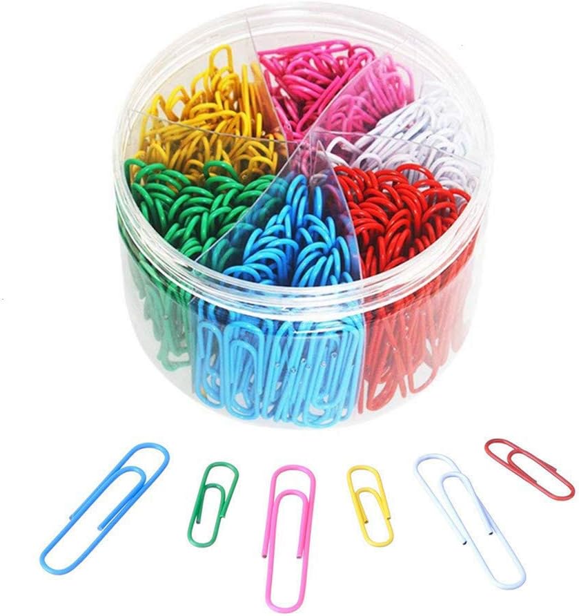 Paper Clips, OUHL 450 Pieces Colored Paperclips, Medium 28mm and Jumbo Sizes 50mm, 6 Assorted Colors Office Clips for School Personal Document Organizing Professional Work