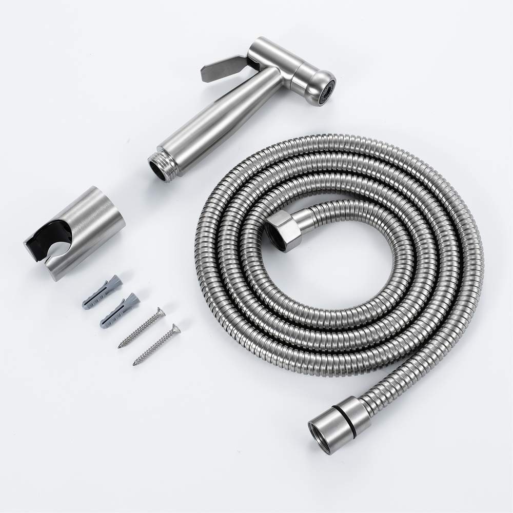 Soffione Doccia Portatile for Bidet soffione Doccia Portatile in Acciaio Inox Spazzolato con Tubo Flessibile e Supporto for Staffa for Pulizia WC, igiene Personale, Pulizia del Pavimento