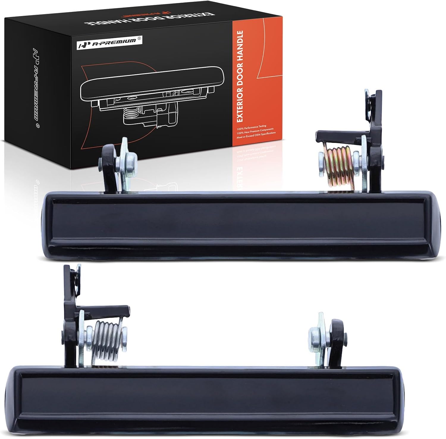 A-Premium Outside Exterior Door Handles Compatible with Buick Regal 1984-1987 & Chevrolet Monte Carlo 1983-1988 & Pontiac Grand Prix 1986-1986, Smooth Black, 2-PC Set, Front Driver & Passenger Side