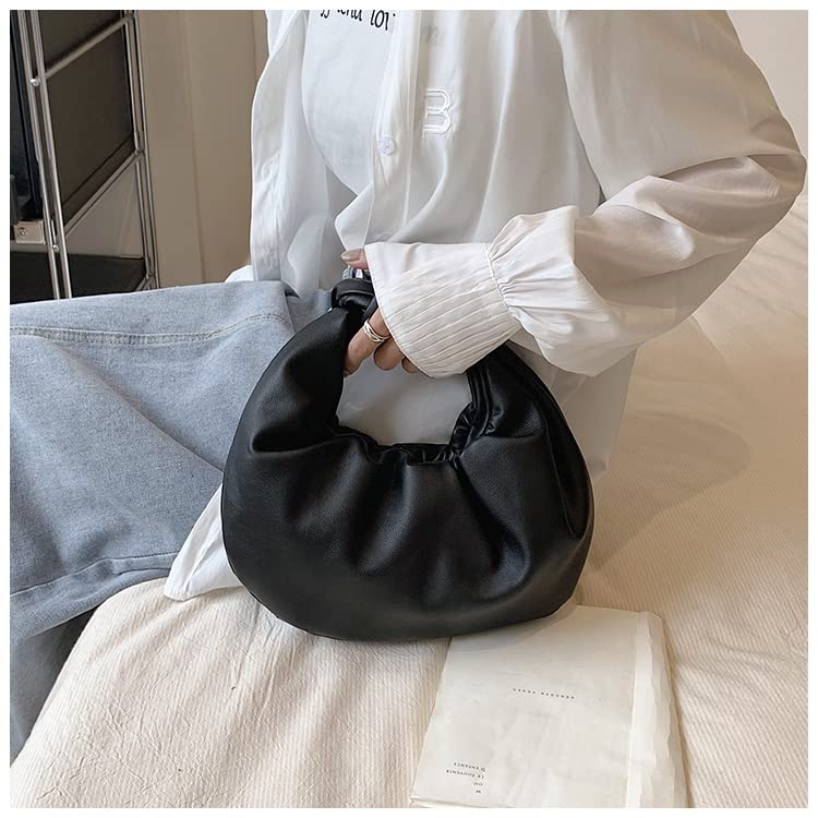 Women's Dumpling Bun Fold Knot Design Cloud Bag Handbag3