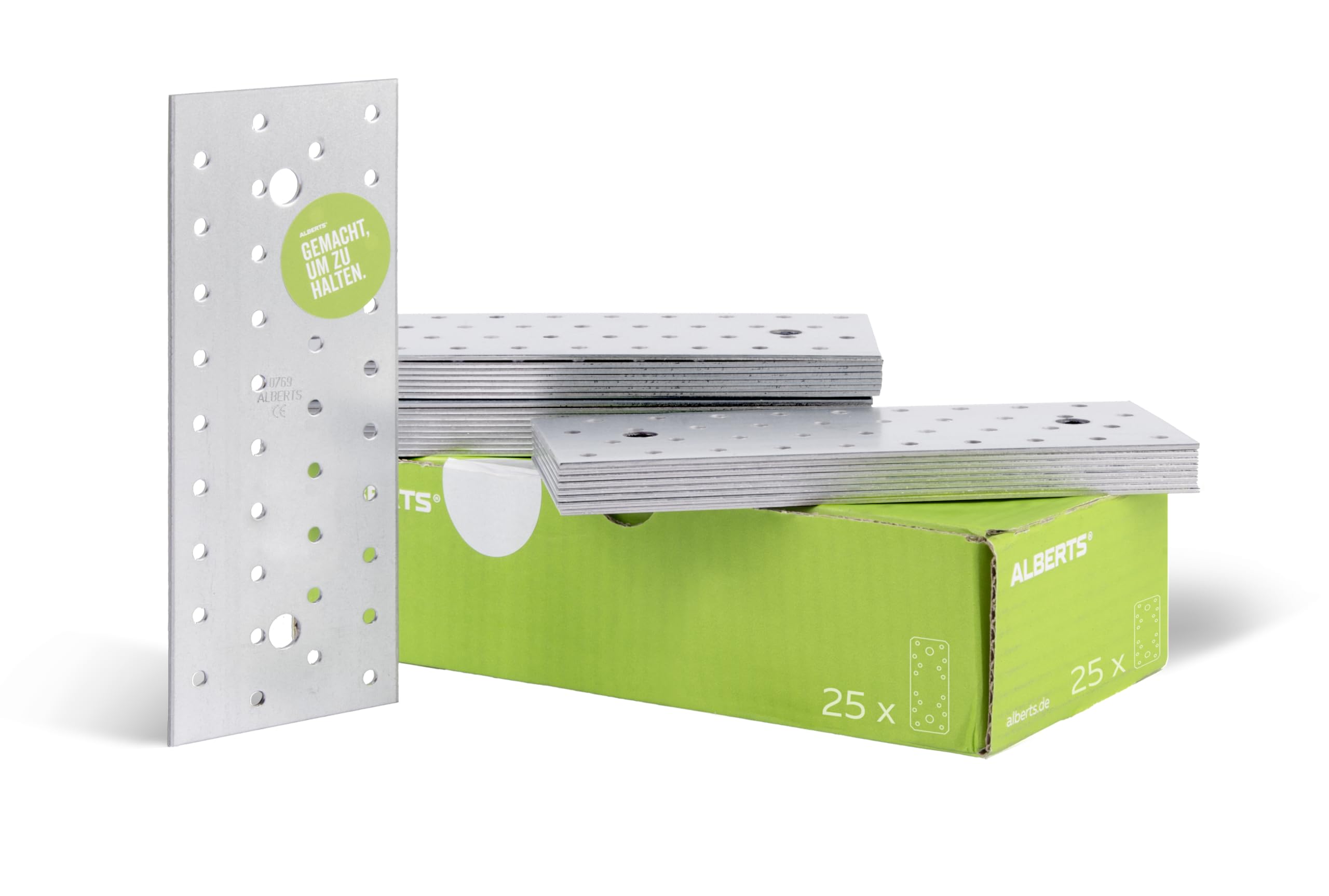 Alberts 847258 Plaque multi-trous | galvanisée Sendzimir | 200 x 80 mm | kit de 25