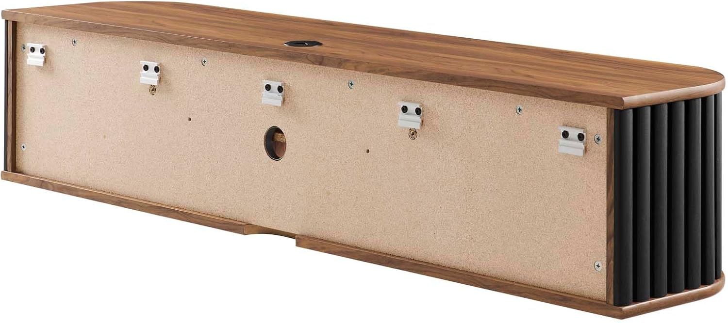 Modway Fortitude Wall-Mounted Wood TV Stand for TVs up to 70" in Walnut/Black