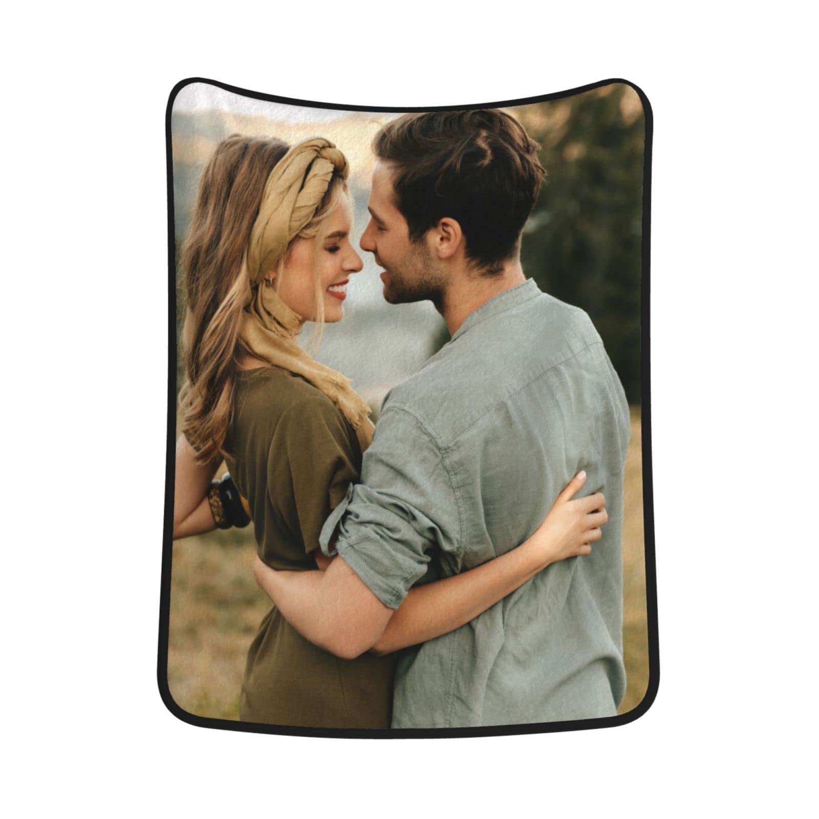 Custom Blanket with Photo Text Personalized Bedding Throw Blankets Customized Flannel Fleece Blankets for Family Birthday Wedding Gift Fits Couch Sofa Bedroom Living Room