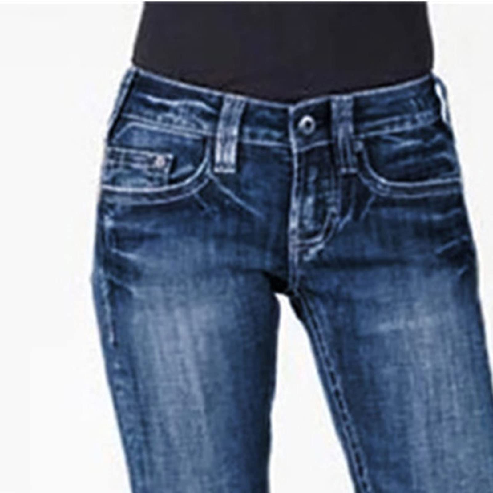 Women's Washed Boyfriends Wide Leg Jeans Stretch Casual Slim Fit Denim Pants Vintage Straight Jean Trousers (Dark Blue,Large)