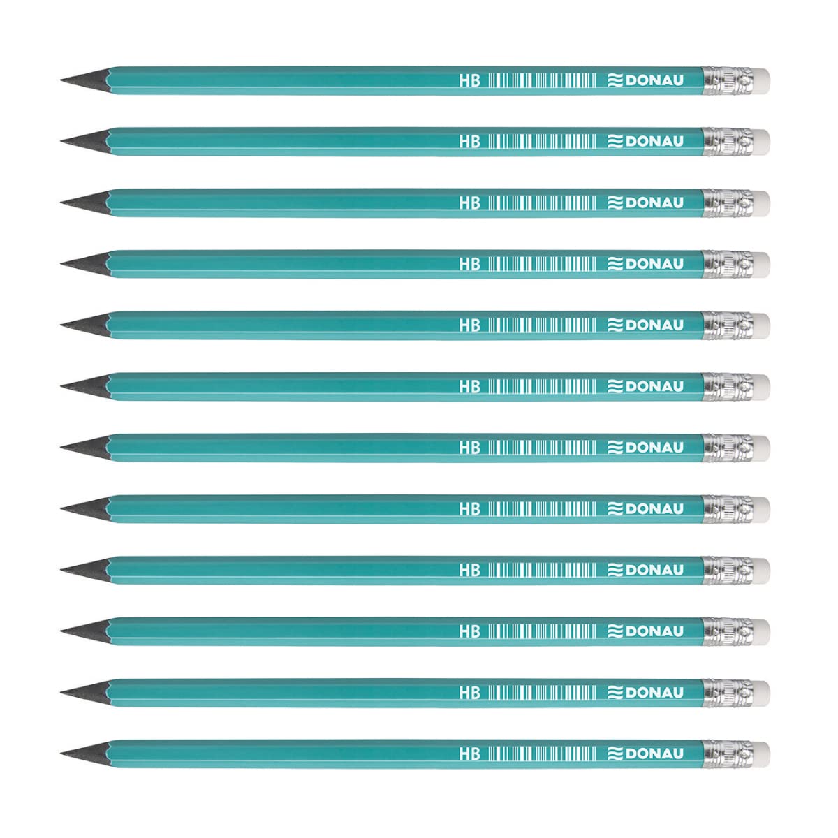 OFFICER PRODUCTS Donau 7381001PL-99 Synthetic Pencil with Eraser HB 12 Pieces/Pencils/Colour: Green