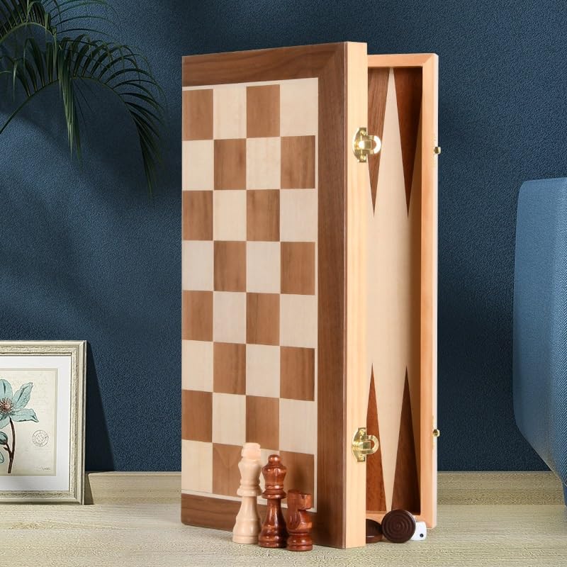 Jeu d'échecs 2 en 1, Jeux de société en Bois avec Instructions échecs