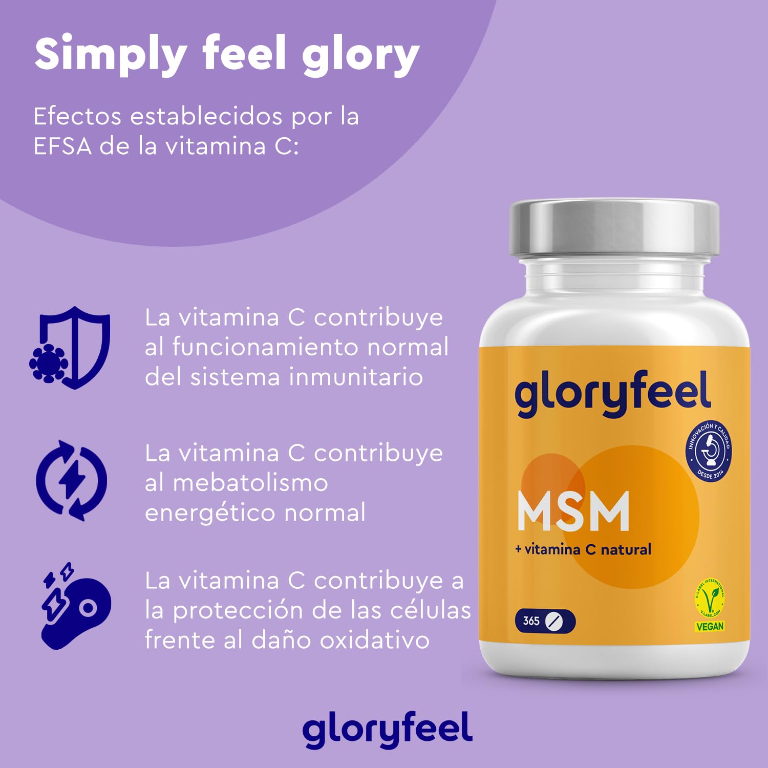 MSM 2000mg + Vitamina C Natural - 365 Tabletas de alta dosificación - Para huesos, articulaciones, piel y sistema inmunitario* - Metilsulfonilmetano vegano - Probado en laboratorio, sin aditivos