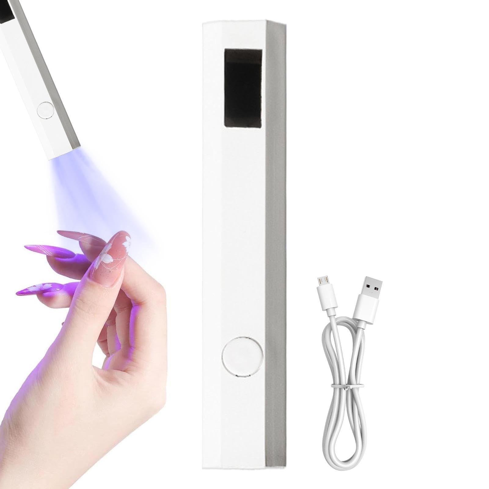 Luce UV portatile per unghie in gel, lampada UV ricaricabile per unghie, display a LED, con di ricarica di tipo C, torcia LED per nail art da donna (bianco)