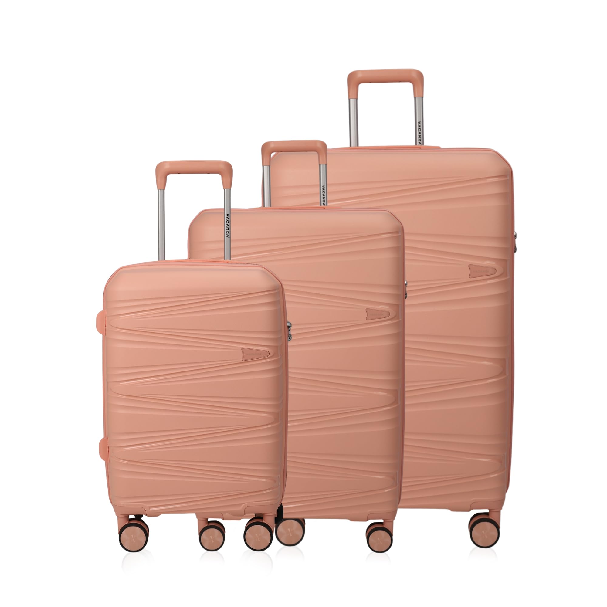Vacanza Polypropylene Hardcase Luggage with TSA Lock Pink (1 cabin-55 cms / 2 Check-in-65/75 cms, S-M-L)-image-5