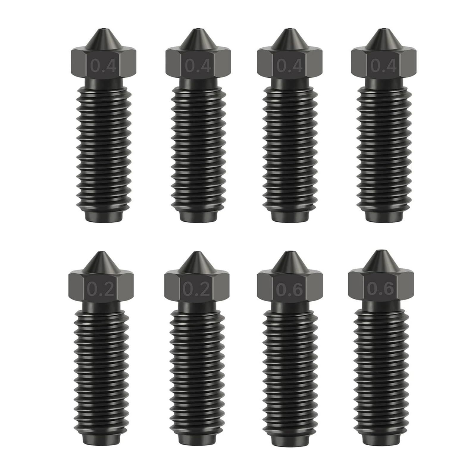 8PCS Hardened Steel Nozzles for Anycubic Kobra S1, High Temperature Resistance Hardened Steel 0.2/0.4/0.6mm Nozzles Kit for Anycubic Kobra 3, Kobra 3 Combo, Kobra S1, Kobra S1 Combo-image-46