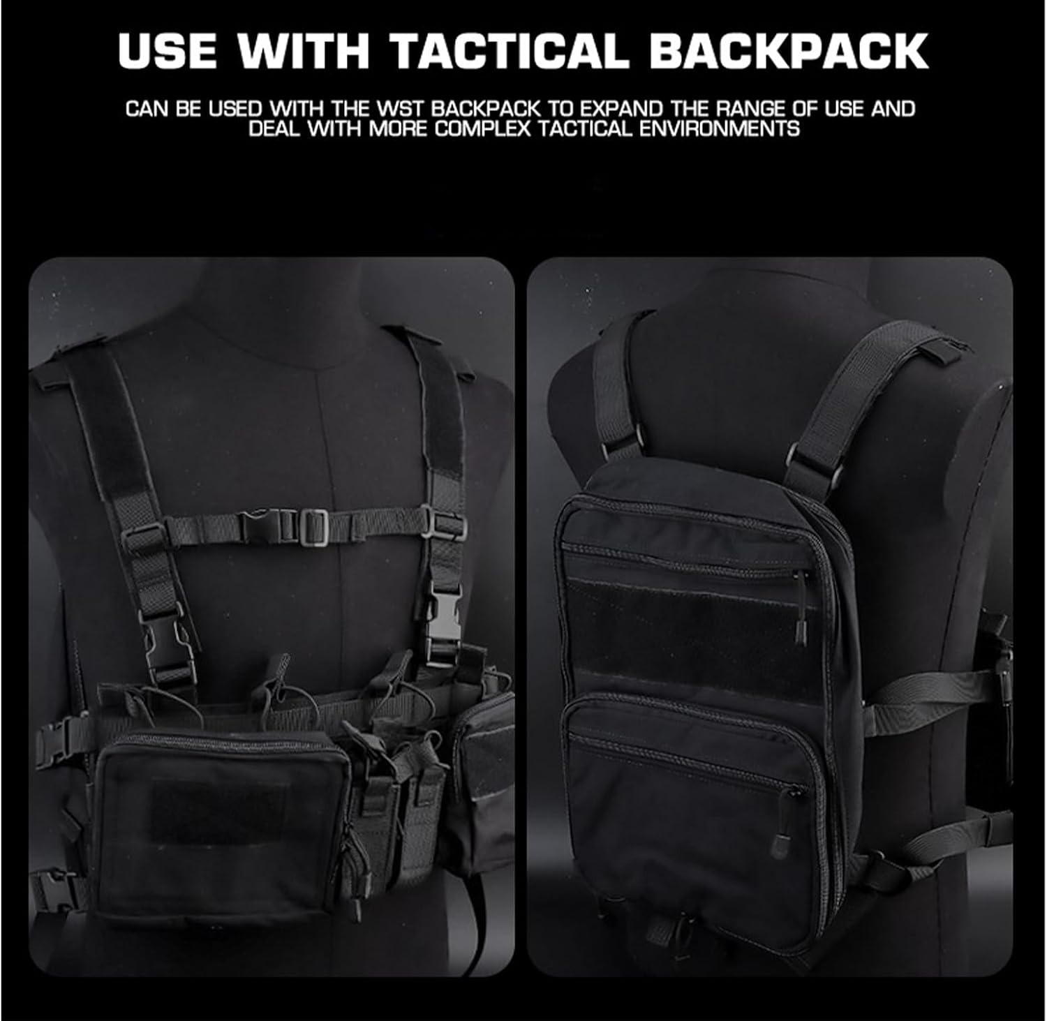 Lancer Tactical D3CRH Chest Rig w/Quad & 9mm Magazine Pouches (OD Green) – Compatible with Tactical Backpack (Not Included)