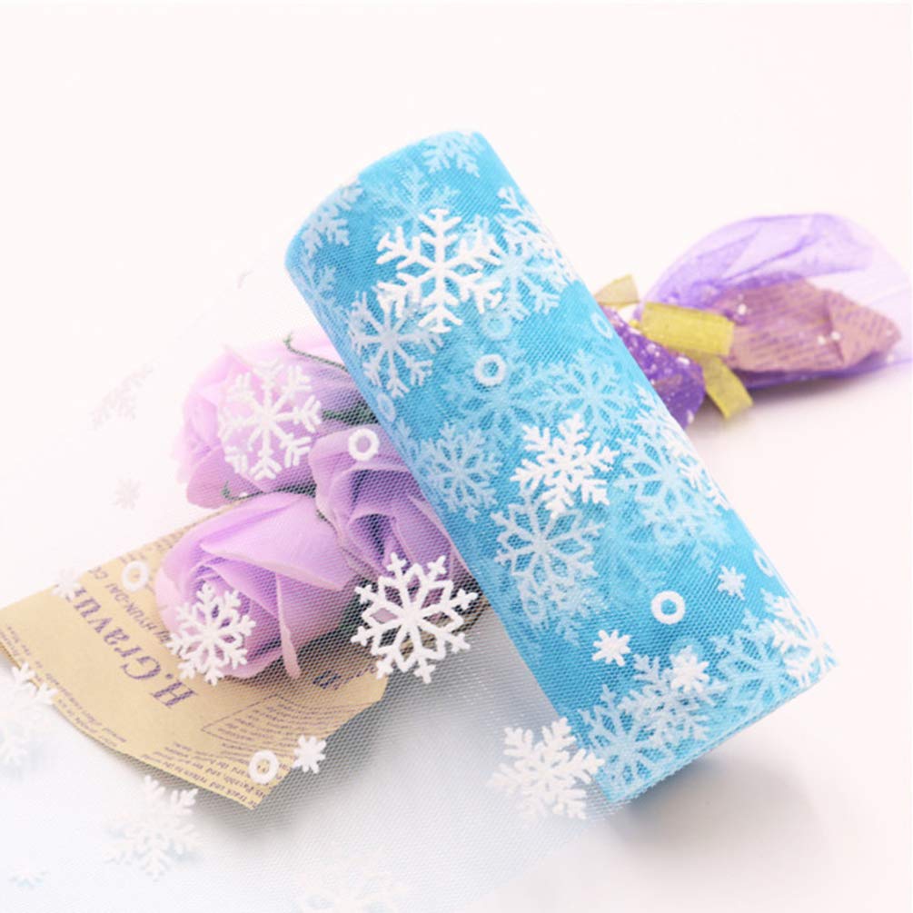 MAGICLULU Christmas Tree Ribbon Snowflake Tulle Roll Snowflake Ribbon Christmas Organza for Wrapping Fabric Craft Tree Decoration 6 x 10 Yards (Ice Blue) Present - Image 4